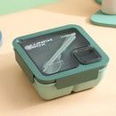 Ljojo 4-Grid Leakproof Bento Lunch Box with Tableware - Portable and Microwave-Safe