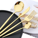 Ljojo 24-Piece Stainless Steel Cutlery Set - Black Western Dinnerware Silverware Set