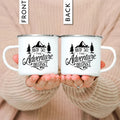 Enamel Mountain Mug with Handle by Ljojo. Best Camping Gift for Outdoor Lovers