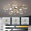 Ljojo LED Smart Remote Control Round Chandelier for Living Room Kitchen Interior Lighting