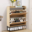 Ljojo™ Shoe Cabinet Duo: Wooden Narrow Storage, 2 Flip Drawers, Freestanding Organizer