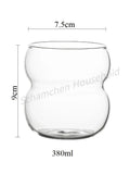 Ljojo 550ml Glass Coffee Cup Wavy Nordic Style Heat Resistant Tumbler Clip
