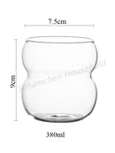 Ljojo 550ml Glass Coffee Cup Wavy Nordic Style Heat Resistant Tumbler Clip