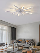 Ljojo 110-240v LED Ceiling Fan Light: Black/White, Intelligent, Creative, for Living Room