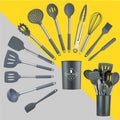 Ljojo 14-Piece Stainless Steel Silicone Kitchenware Set in Storage Barrel