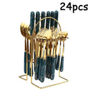 Ljojo 24-Piece Ceramic Tableware Set with Storage Rack Gift Box