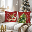 Fawn Christmas Tree Red Pillow Cover 45x45cm Ljojo Branded Home Decoration