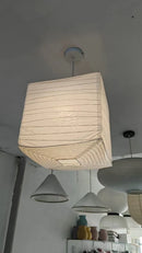 Ljojo Akari Rice Paper Cube Pendant Lamp - Modern Hanging Light for Living Room & Bedroom