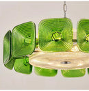 French Vintage Glass Chandelier Minimalist Dining Room Pendant Light by Ljojo