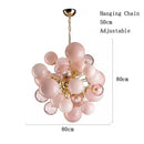 LED Pink Bubbles Glass Chandelier Modern Design Lighting Fixture for Villa Foyer Living Room by Ljojo