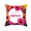 Flamingo Flower Rainforest Cushion Cover with Tropical Plant Animal Pattern by Ljojo