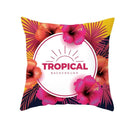 Flamingo Flower Rainforest Cushion Cover with Tropical Plant Animal Pattern by Ljojo