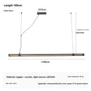 Italian Light Luxury Minimalist Restaurant Chandelier 2025 New All Copper LED Strip Island Table Long Chandelier.