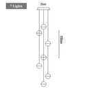 Ljojo Long Chandelier Glass Crystal Staircase Lamp for Living Room Dining Room Decor