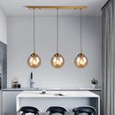 Ljojo Amber Smoke Gray Glass Pendant Lamp LED E27 Hanging Light Dining Room Kitchen Island