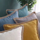 Ljojo Linen Farmhouse Cushion Cover with Hemp Rope Edging - 45x45cm