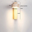 Ljojo LED Wall Light Mirror Stone Wood Wall Art Decor Bedroom Lamp