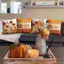 Autumn Velvet Pillow Covers, Maple Leaf & Floral Pumpkin Designs for Fall Decor - Ljojo