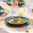 Ljojo 24 Piece Green Dinnerware Sets Reactive Glaze Dishes Set, 8 Place Settings