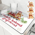 Christmas Gingerbread Snowflake Drying Mat by Ljojo: Non-Slip Absorbent Kitchen Placemat