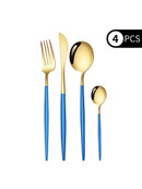 Ljojo 4-Piece Black Gold Stainless Steel Cutlery Set
