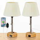 Ljojo LED Desk Lamp with USB C Charging Ports & Pull Chain - Small Bedside Table Lamp