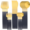Ljojo 30-Piece Stainless Steel Matte Gold Cutlery Set & Tableware Kit