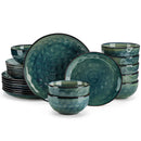 Ljojo 12/24-Piece Green Ceramic Dinner Set for 4/8, Kiln Change Stoneware