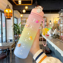 Ljojo 1L Sport Water Bottle with Straw - Portable Gym Fitness Hydration Jug