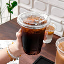 Ljojo 16oz Clear Plastic Coffee Cups with Straight Covers, 20pcs Smoothie Cups