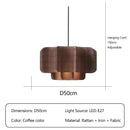 Ljojo Japanese Rattan Fabric Chandelier LED Pendant Light Retro Art Indoor Home Decor