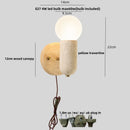 Ljojo LED Wall Lights Japan Style White Glass Yellow Travertine Pull Chain Switch