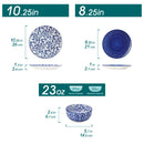 Ljojo 36 Piece Chinese Blue White Porcelain Plate Set with Tableware