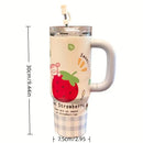 Ljojo 30oz Stainless Steel Insulated Tumbler with Straw - Large Capacity Thermos Bottle