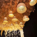 Ljojo™ Rattan Wicker Chandelier Pendant Light Handwoven Hanging Lamp E27 Bulb