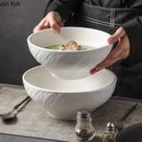 Ljojo Matte Stone Patterned Ceramic Ramen Soup Salad Fruit Noodle Bowl Large Capacity