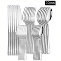 Ljojo 30-Piece Stainless Steel Cutlery Set - Ideal for Restaurants and Hotels
