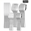 Ljojo 30-Piece Stainless Steel Cutlery Set - Ideal for Restaurants and Hotels