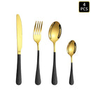 Ljojo 24-Piece Gold & Black Stainless Steel Cutlery Set