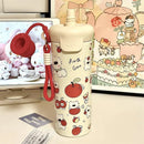 Ljojo 500ML Stainless Steel Thermal Water Bottle with Straw for Girls