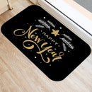 Ljojo Merry & Happy Year Door Mat: Golden Black Letter Print, Non-Slip Floor