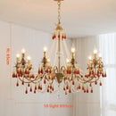 French Red Crystal Chandelier Pendant Light by Ljojo - Luxury Copper E14 LED Hanging Lamp