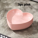 Ljojo Love Bone Plates Set - 5pcs PP Material Reusable for Kitchen, Picnic, Camping