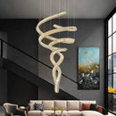 Modern Silvery Gold K9 Crystal Stair Chandelier Pendant - Luxury Indoor Lighting by Ljojo