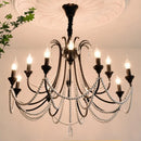 French Black Candle Chandelier For Living Room E14 Crystal Pendant Lights: Ljojo Romantic LED Hanging Lamp