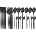 Ljojo 24pcs Stainless Steel Cutlery Set Fork Teaspoon Knife Silverware Flatware