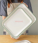 Ljojo Melamine Rectangular Tray Set for Serving Meals, Cakes, and Bread
