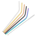 Ljojo Metal Drinking Straws Set - Eco-friendly Stainless Steel, 6pcs Bent Reusable Straw Kit