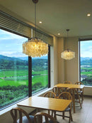 Ljojo Shell Chandelier Pendant Lamp for Living Dining Bedroom - Elegant Boho Hanging Light