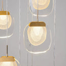 Ljojo Luxury Crystal Staircase Chandelier in Gold for Dining Room & Hallway
